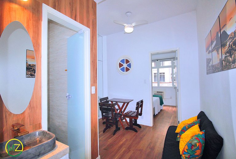 Studio pé na areia no Leme para 4 pessoas