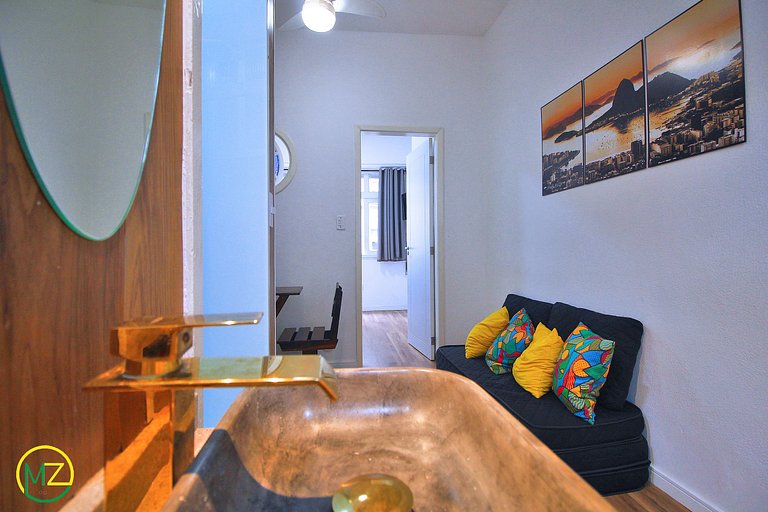 Studio pé na areia no Leme para 4 pessoas