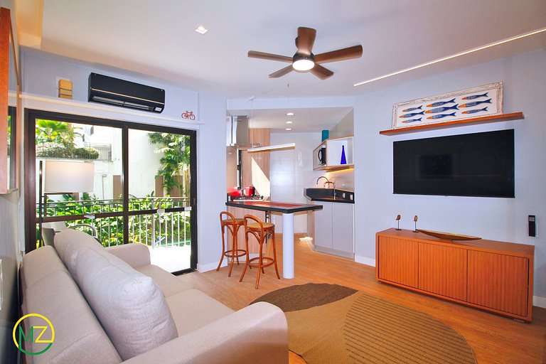 Apartamento moderno com 2 quartos em apart-hotel