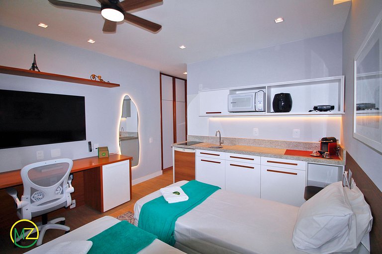 Apartamento moderno com 2 quartos em apart-hotel