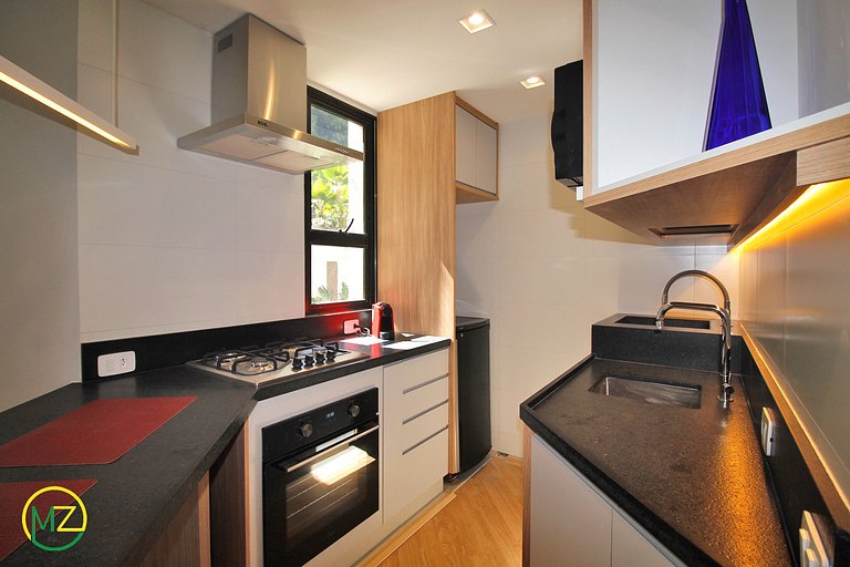 Apartamento sala e 1 quarto moderno em apart-hotel