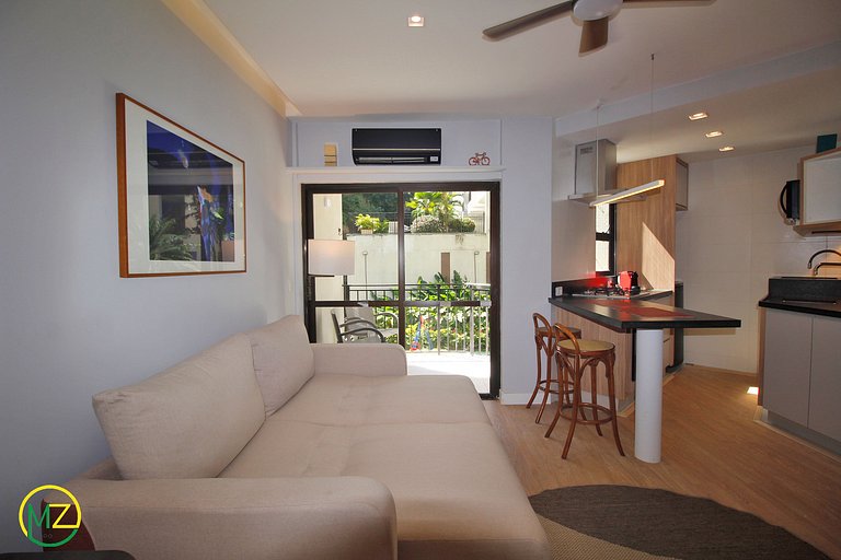 Apartamento sala e 1 quarto moderno em apart-hotel