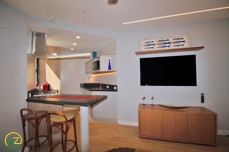 Apartamento sala e 1 quarto moderno em apart-hotel