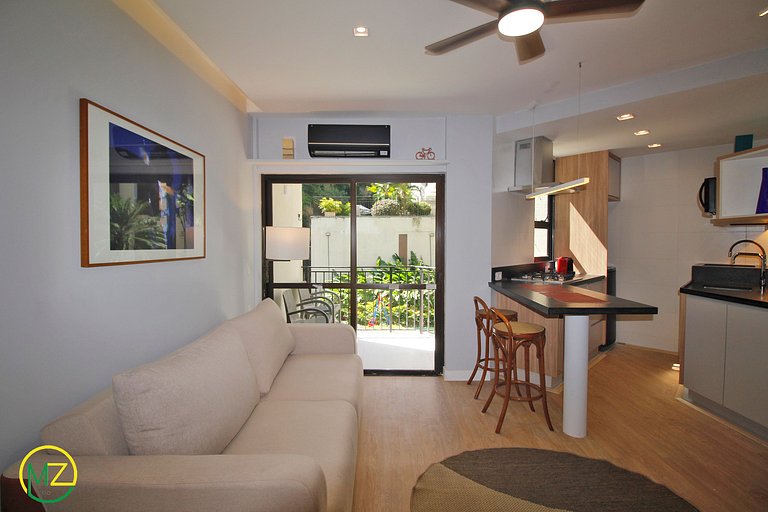 Apartamento sala e 1 quarto moderno em apart-hotel