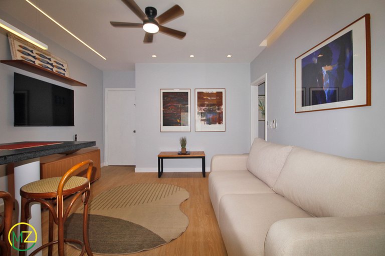 Apartamento sala e 1 quarto moderno em apart-hotel