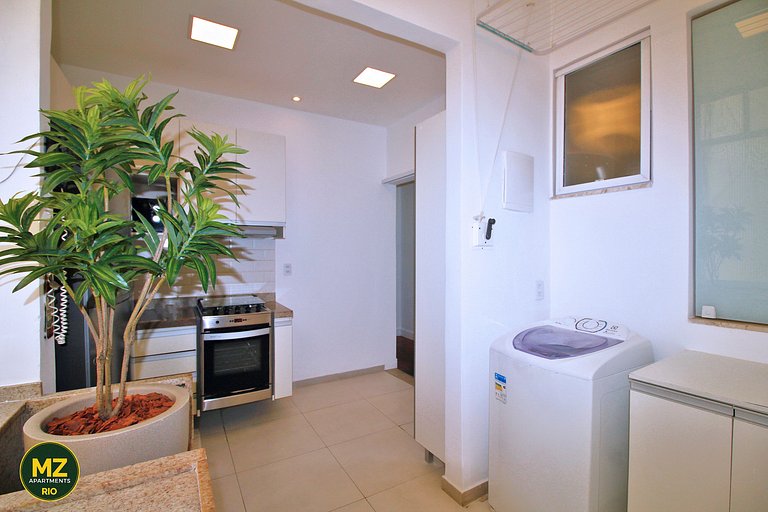 Sala e 2 quartos iluminado para 6 pessoas